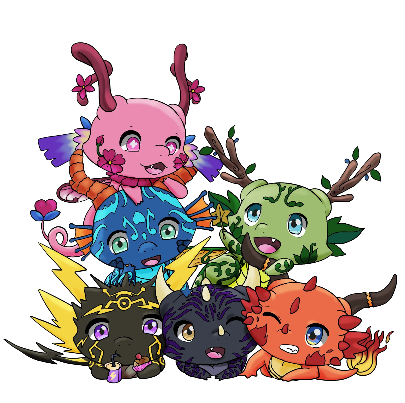 Pile of tiny dragon characters